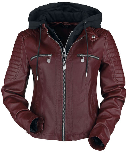 Veste en imitation cuir  de Black Premium by EMP - Road Tripping - S à 5XL - pour Femme - rouge foncé - Black Premium by EMP