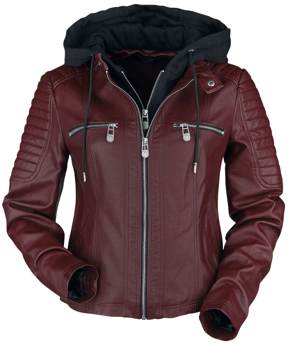 Veste en imitation cuir  de Black Premium by EMP - Road Tripping - S à 5XL - pour Femme - rouge foncé - Black Premium by EMP