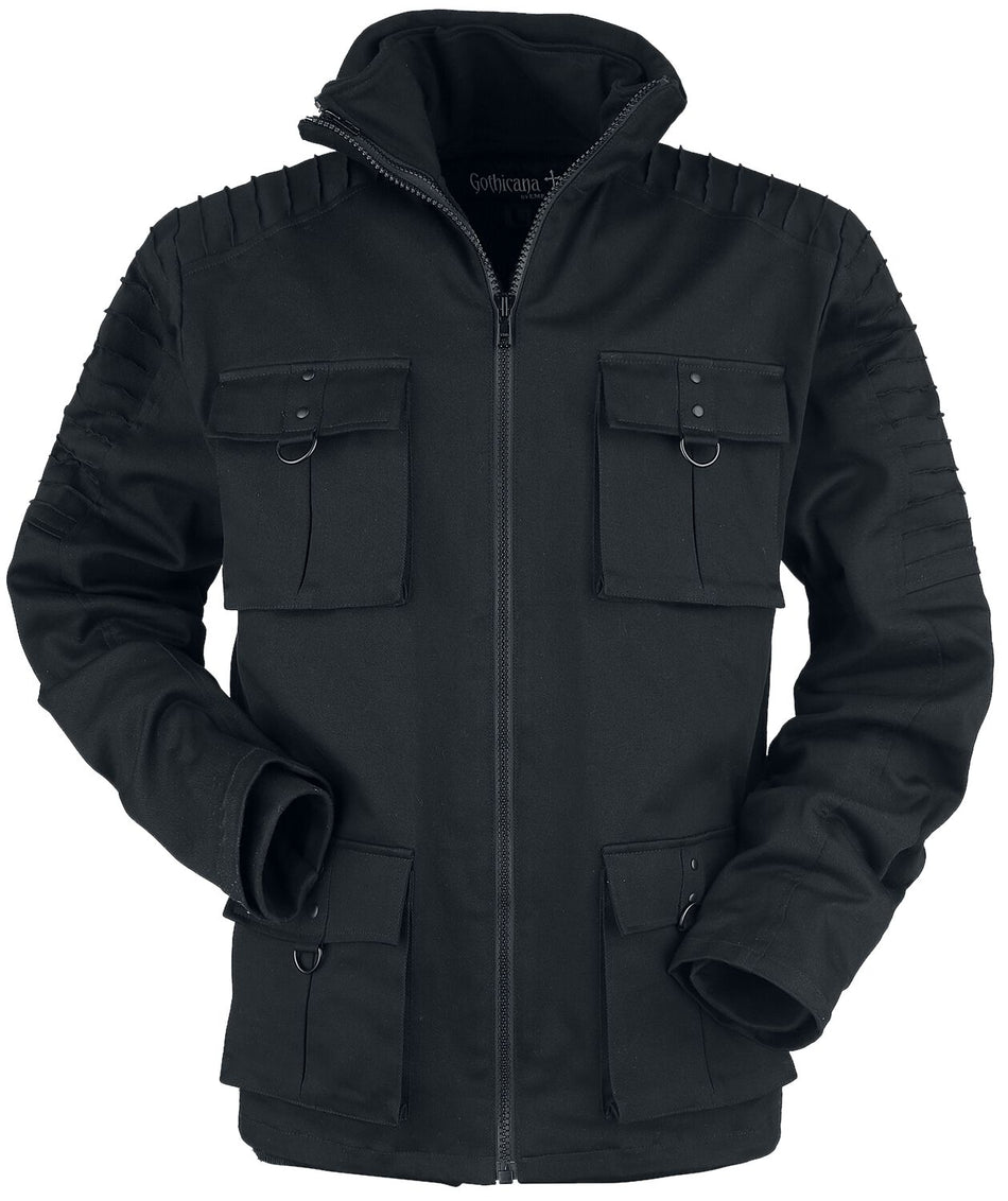 Manteau d'hiver Gothic de Gothicana by EMP - Manteau D'Hiver Avec Poches À Rabats Coutures Décoratives - S à XXL - pour Homme - noir - Gothicana by EMP
