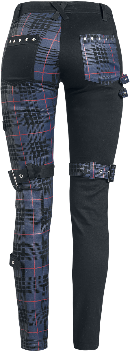 Pantalon en toile Gothic de Gothicana by EMP - Pantalon Motifs Avec Clous & Bretelles - W27L32 à W31L32 - pour Femme - noir/bleu - Gothicana by EMP - View 2