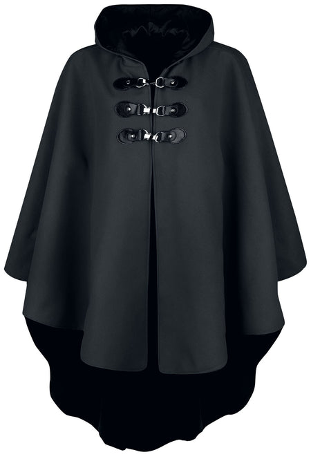 Pélerine Gothic de Gothicana by EMP - Cape Noire À Capuche - XS-M - pour Femme - noir - Gothicana by EMP