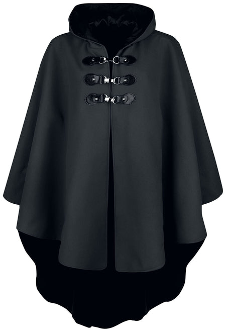 Pélerine Gothic de Gothicana by EMP - Cape Noire À Capuche - XS-M à L-2XL - pour Femme - noir - Gothicana by EMP