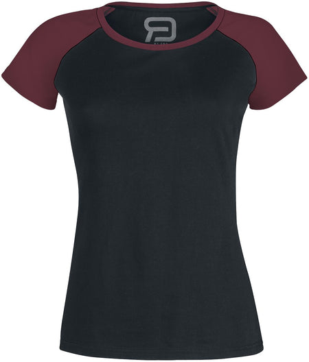 T-Shirt Manches courtes  de RED by EMP - Raglan Road - Manches Courtes - S à 5XL - pour Femme - noir/bordeaux - RED by EMP