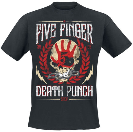 T-Shirt Manches courtes  de Five Finger Death Punch - Laurel Emblem V1 - S à M - pour Homme - noir - Five Finger Death Punch