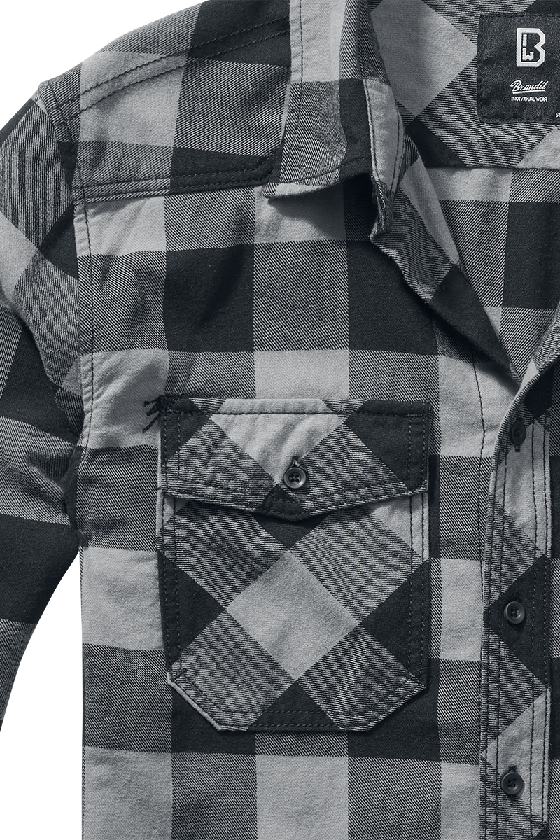 Chemise en flanelle  de Brandit - Chemise À Carreaux - S à 5XL - pour Homme - noir/anthracite - Brandit - View 2