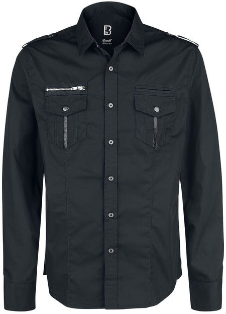 Chemise manches longues  de Brandit - Chemise Manches Longues Rockstar - S à 5XL - pour Homme - noir - Brandit
