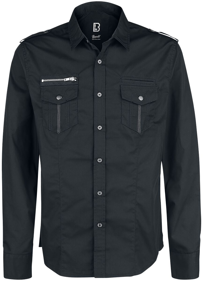 Chemise manches longues  de Brandit - Chemise Manches Longues Rockstar - S à 5XL - pour Homme - noir - Brandit