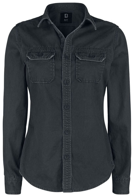 Chemise manches longues  de Brandit - Chemise Manches Longues Femme - XS à 4XL - pour Femme - noir - Brandit