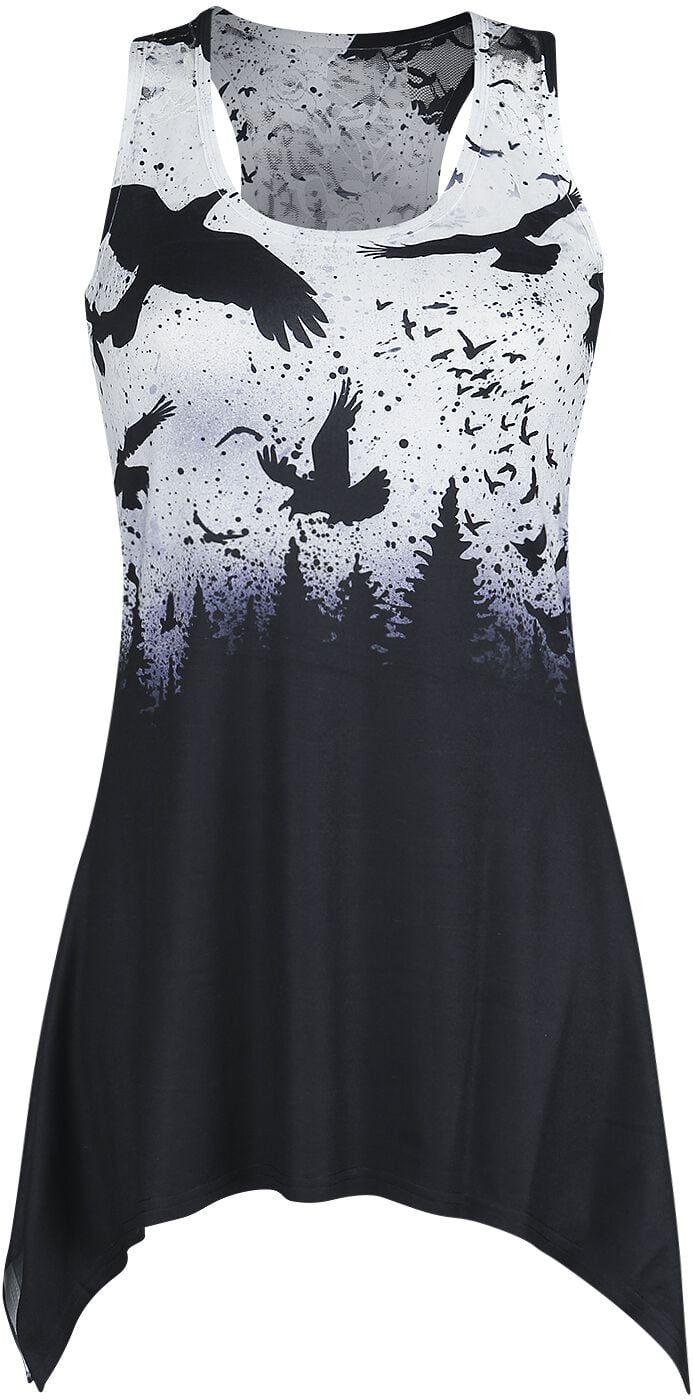 Top  de Vixxsin - Débardeur Dentelle Crow Night - S à 3XL - pour Femme - noir/blanc - Vixxsin