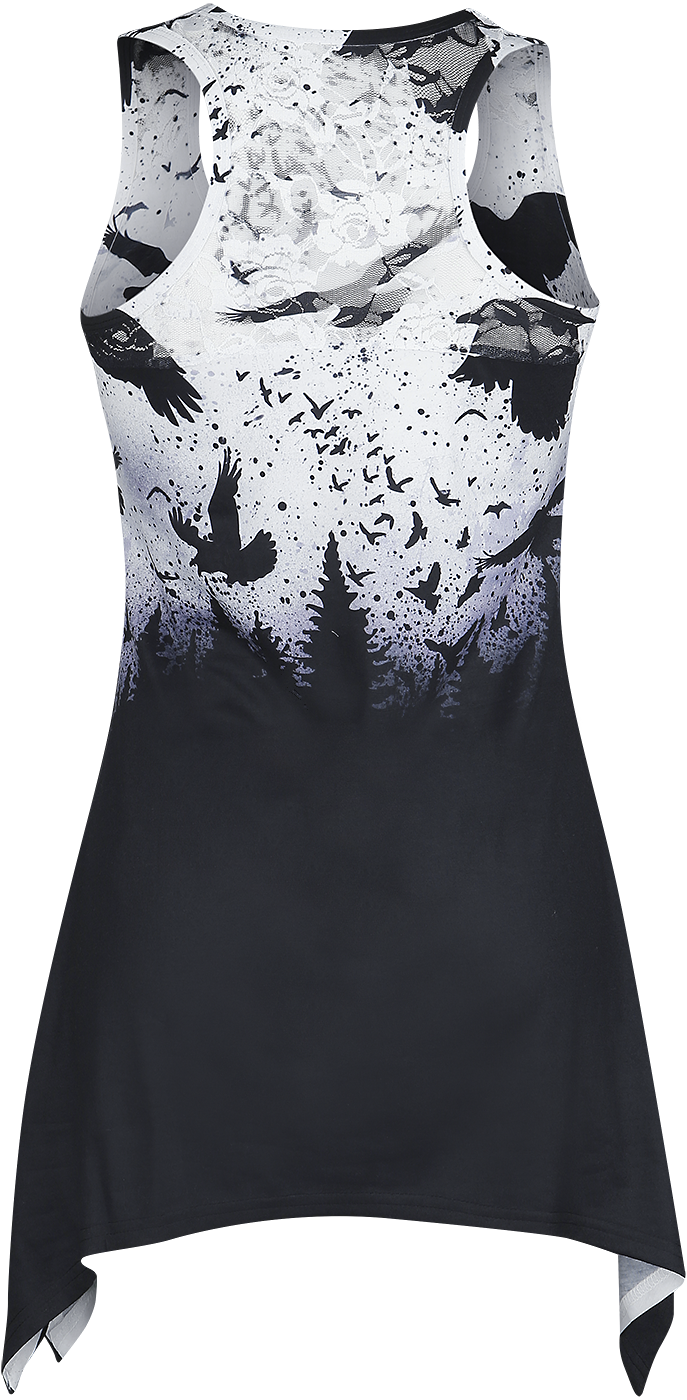 Top  de Vixxsin - Débardeur Dentelle Crow Night - S à 3XL - pour Femme - noir/blanc - Vixxsin - View 2