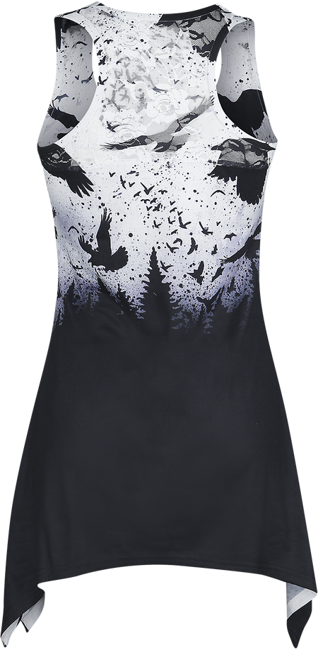 Top  de Vixxsin - Débardeur Dentelle Crow Night - S à 3XL - pour Femme - noir/blanc - Vixxsin - View 2