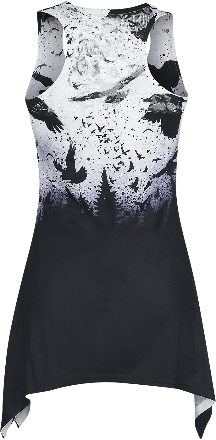 Top  de Vixxsin - Débardeur Dentelle Crow Night - S à 3XL - pour Femme - noir/blanc - Vixxsin - View 2