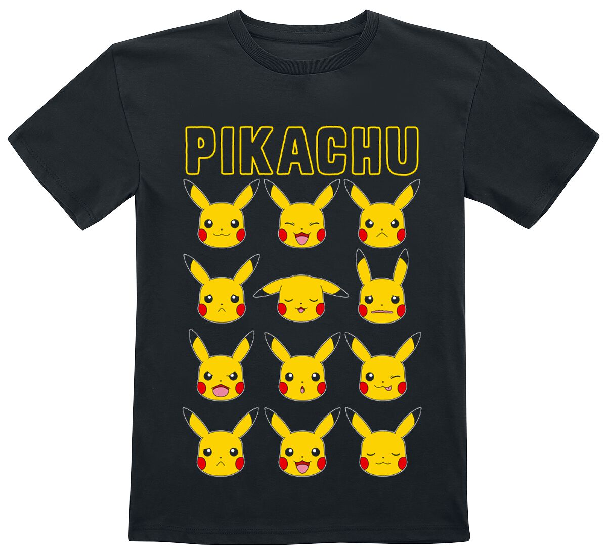 T-shirt Gaming de Pokémon - Enfants - Têtes Pikachu - 104 à 152 - pour filles & garçonse - noir - Pokémon