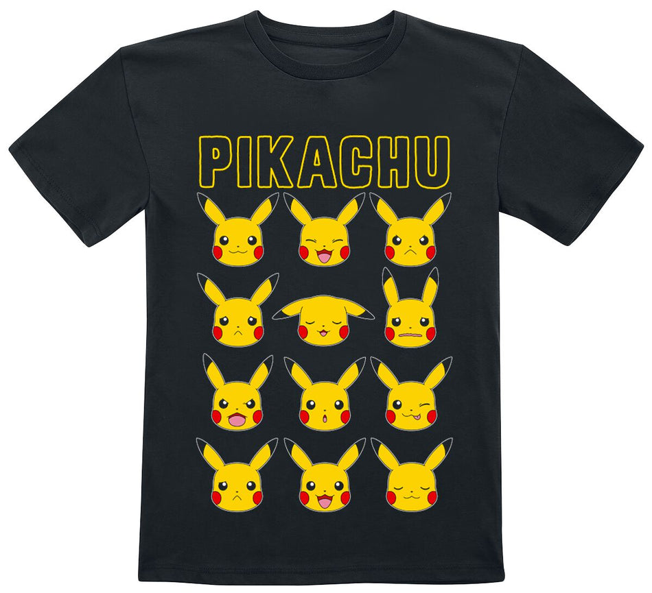 T-shirt Gaming de Pokémon - Enfants - Têtes Pikachu - 104 à 152 - pour filles & garçonse - noir - Pokémon