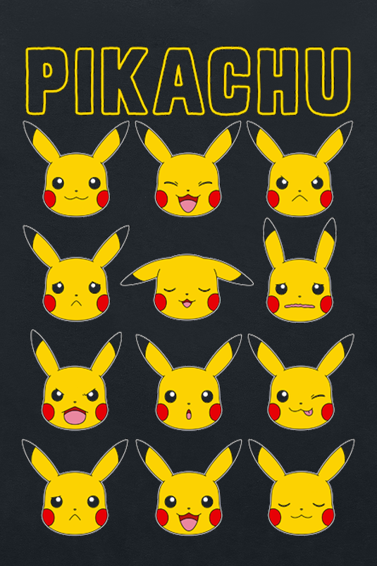T-shirt Gaming de Pokémon - Enfants - Têtes Pikachu - 104 à 152 - pour filles & garçonse - noir - Pokémon - View 2