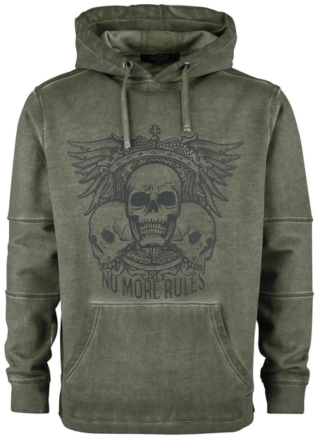 Sweat-shirt à capuche  de Rock Rebel by EMP - Sweat À Capuche Imprimés - S à 5XL - pour Homme - olive - Rock Rebel by EMP
