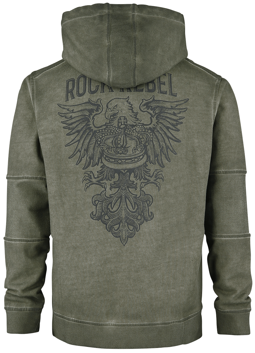 Sweat-shirt à capuche  de Rock Rebel by EMP - Sweat À Capuche Imprimés - S à 5XL - pour Homme - olive - Rock Rebel by EMP - View 2
