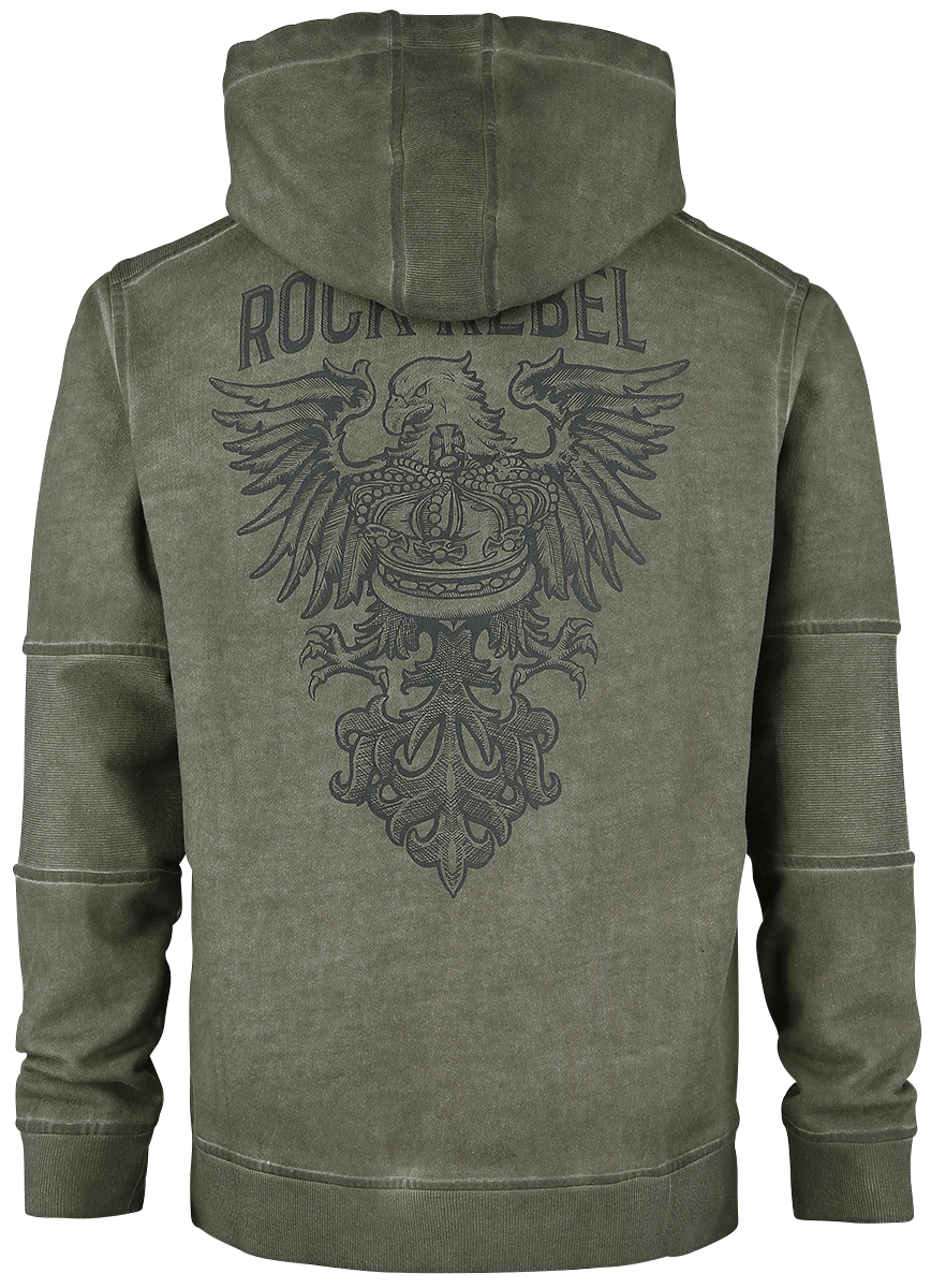 Sweat-shirt à capuche  de Rock Rebel by EMP - Sweat À Capuche Imprimés - S à 5XL - pour Homme - olive - Rock Rebel by EMP - View 2