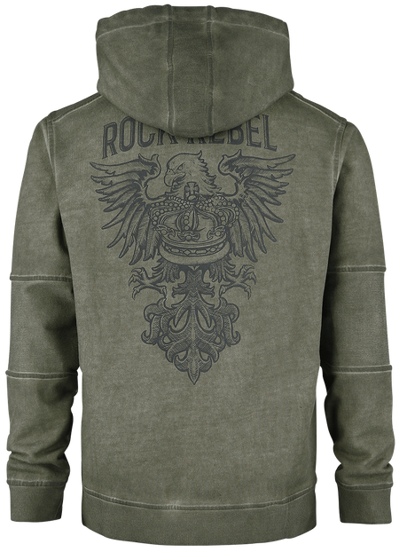 Sweat-shirt à capuche  de Rock Rebel by EMP - Sweat À Capuche Imprimés - S à 5XL - pour Homme - olive - Rock Rebel by EMP - View 2