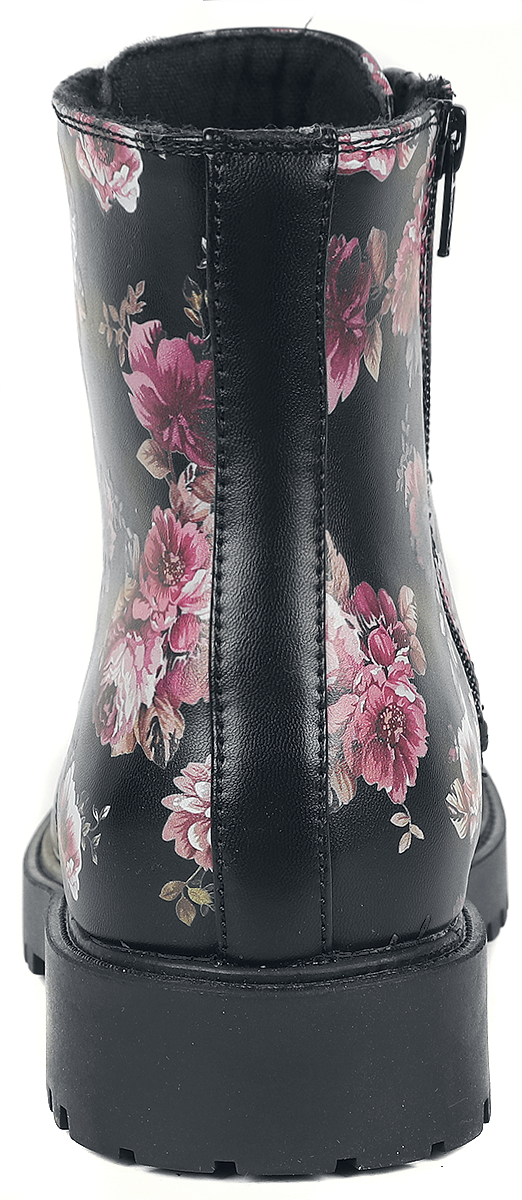 Bottes  de Rock Rebel by EMP - Bottines Lacées Noires Imprimé Floral - EU37 à EU41 - pour Femme - noir - Rock Rebel by EMP - View 2