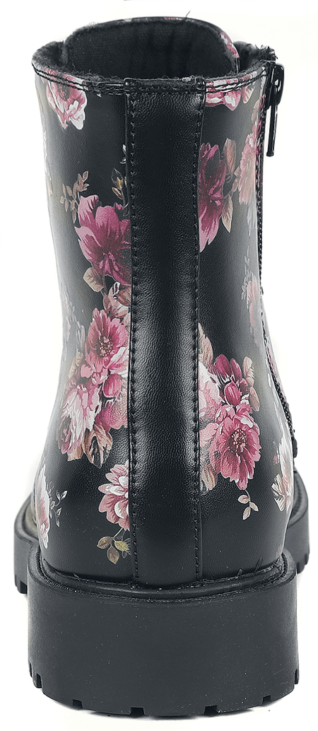 Bottes  de Rock Rebel by EMP - Bottines Lacées Noires Imprimé Floral - EU37 à EU41 - pour Femme - noir - Rock Rebel by EMP - View 2