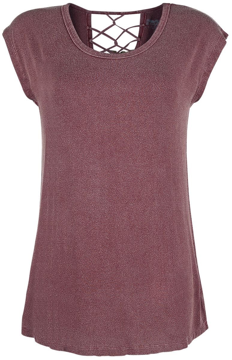 T-Shirt Manches courtes  de Black Premium by EMP - T-Shirt Bandes Décoratives Dans le Dos - S à XL - pour Femme - bordeaux - Black Premium by EMP