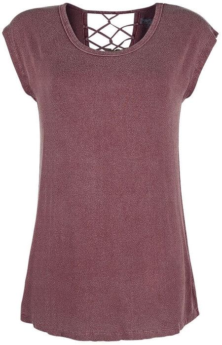 T-Shirt Manches courtes  de Black Premium by EMP - T-Shirt Bandes Décoratives Dans le Dos - S à XL - pour Femme - bordeaux - Black Premium by EMP
