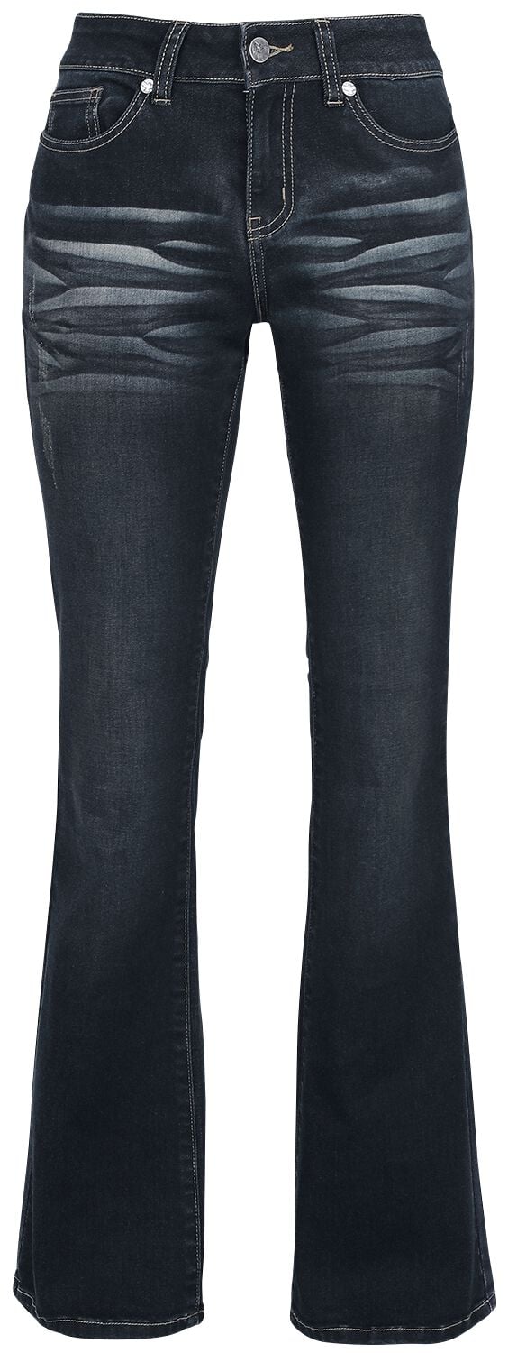 Jean  de Black Premium by EMP - Grace - Jean Bleu Foncé Délavé & Retroussé - W27L30 à W32L34 - pour Femme - bleu foncé - Black Premium by EMP