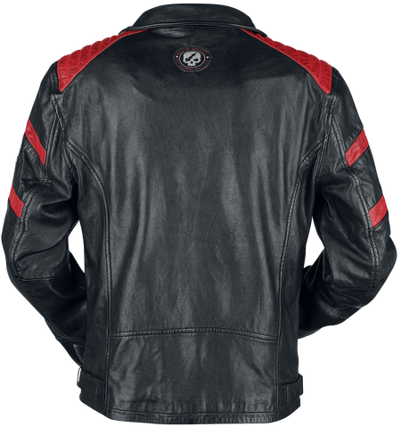 Veste en cuir  de Rock Rebel by EMP - Veste En Cuir Motard Rouge/Noir - S à 5XL - pour Homme - noir/rouge - Rock Rebel by EMP - View 2