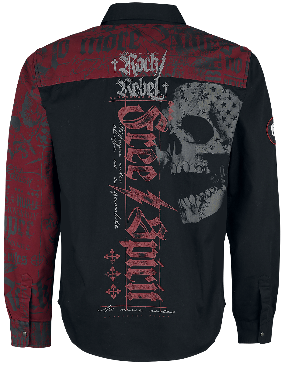 Chemise manches longues  de Rock Rebel by EMP - Chemise Imprimée Noire/Rouge - S à 5XL - pour Homme - noir/rouge - Rock Rebel by EMP - View 2