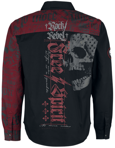 Chemise manches longues  de Rock Rebel by EMP - Chemise Imprimée Noire/Rouge - S à 5XL - pour Homme - noir/rouge - Rock Rebel by EMP - View 2