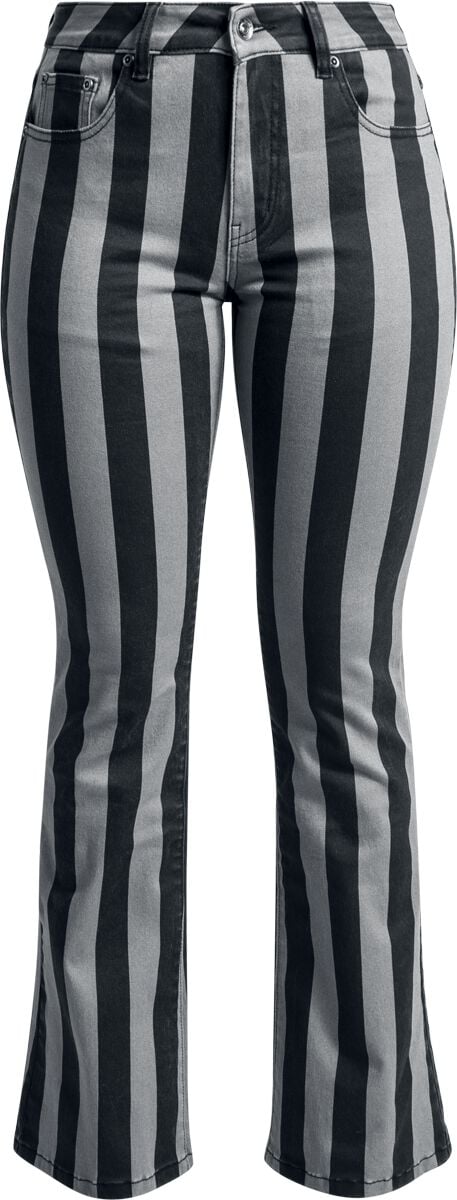 Pantalon en toile Gothic de Gothicana by EMP - Pantalon Rayé Grace Noir/Gris - W27L30 à W31L34 - pour Femme - noir/gris - Gothicana by EMP