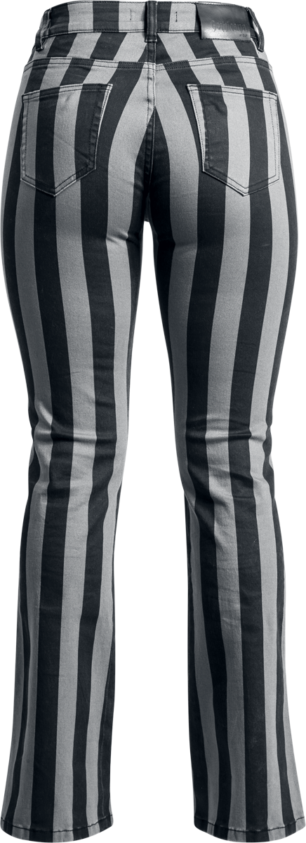 Pantalon en toile Gothic de Gothicana by EMP - Pantalon Rayé Grace Noir/Gris - W27L30 à W31L34 - pour Femme - noir/gris - Gothicana by EMP - View 2