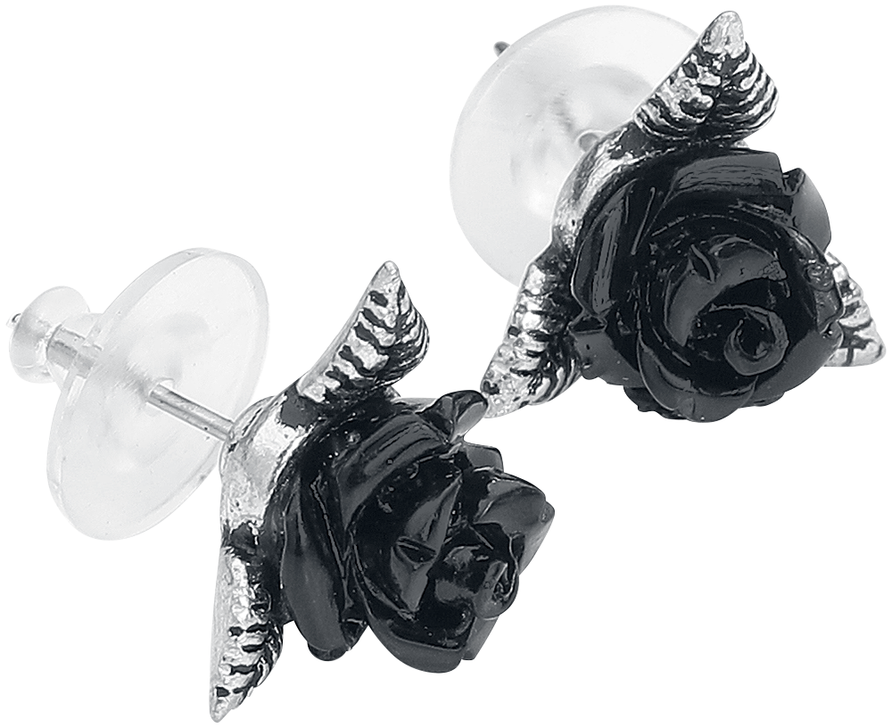 Set de boucles d'oreilles Gothic de Alchemy Gothic - Clous D'Oreille Roses Noires - pour Femme - noir/argent - Alchemy Gothic - View 2