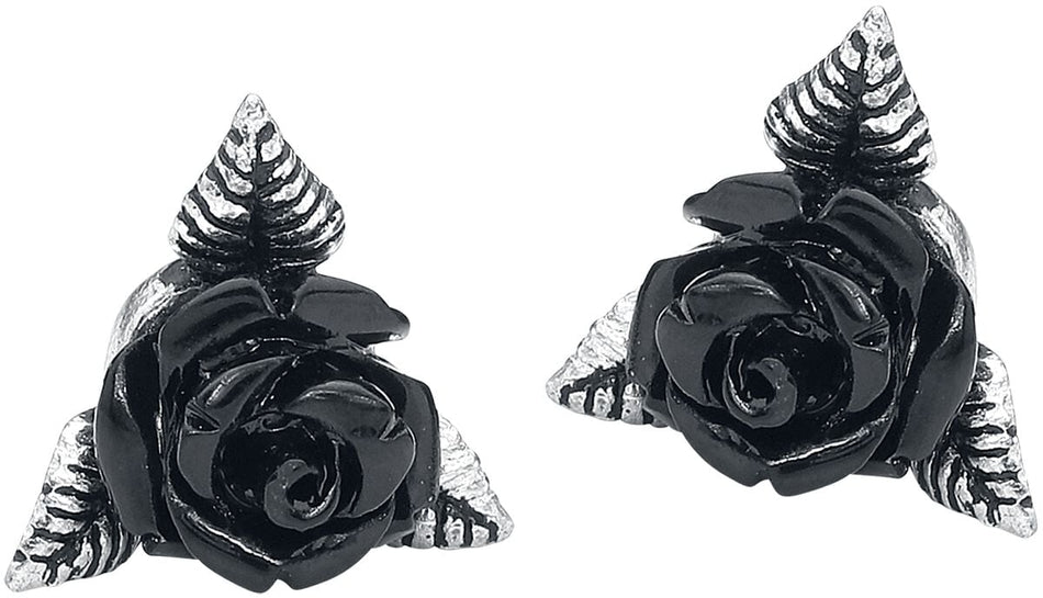 Set de clous d'oreilles Gothic de Alchemy Gothic - Clous D'Oreille Roses Noires - pour Femme - noir/argent - Alchemy Gothic