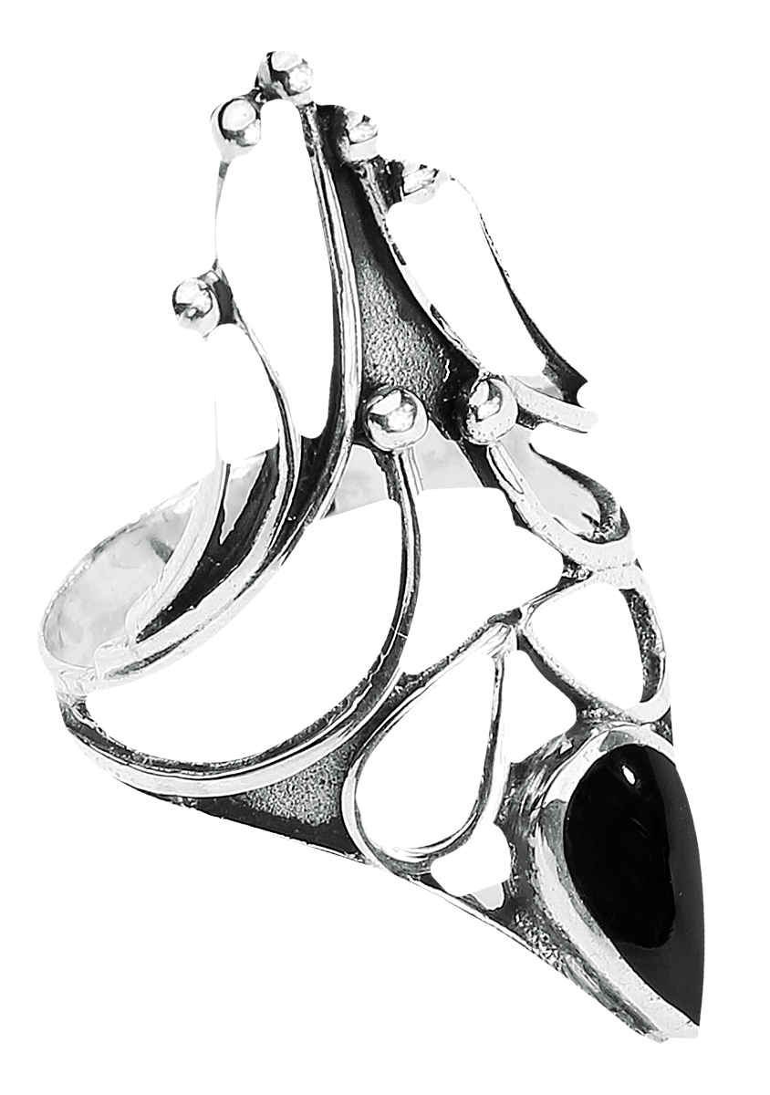 Bague Gothic de etNox - Onyx Noir - pour Femme - couleur argent - etNox - View 2