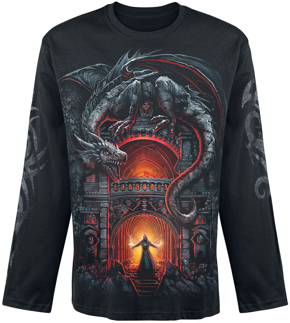 T-shirt manches longues Gothic de Spiral - Dragon's Lair - M à XXL - pour Homme - noir - Spiral