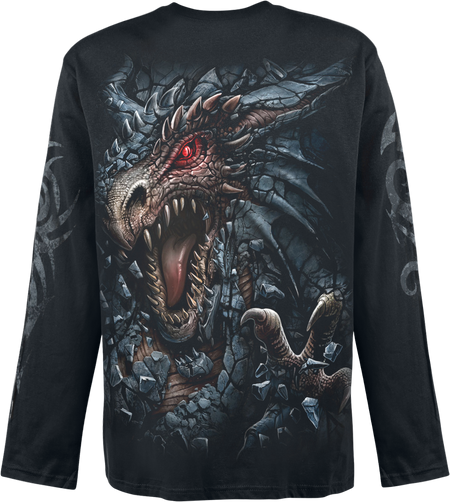T-shirt manches longues Gothic de Spiral - Dragon's Lair - M à XXL - pour Homme - noir - Spiral - View 2
