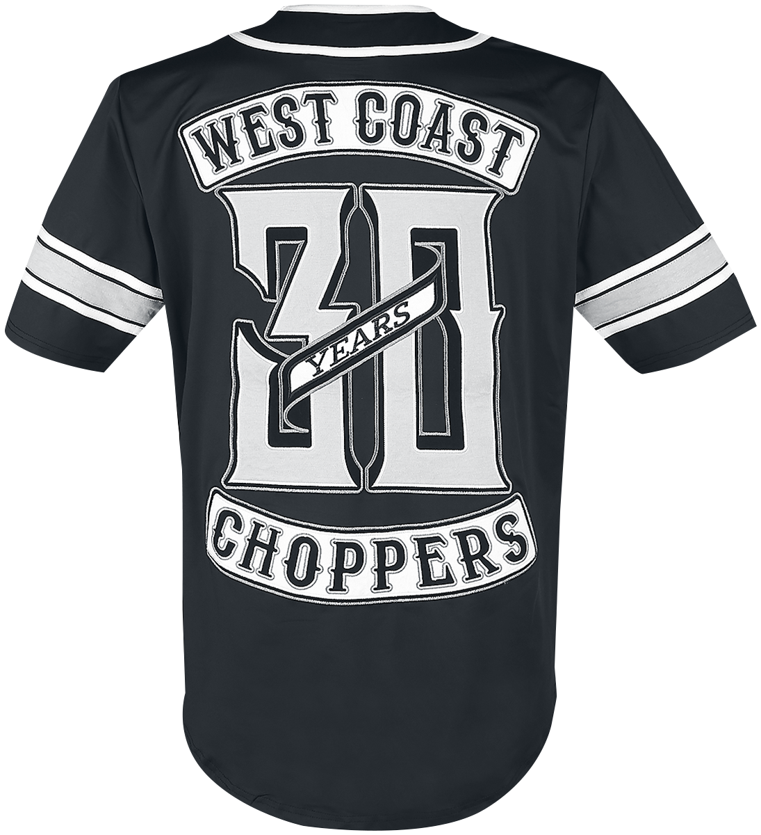 Chemise manches courtes Rockabilly de West Coast Choppers - 30ème anniversaire - Maillot de baseball en édition limitée - S à 4XL - pour Homme - noir/blanc - West Coast Choppers - View 2