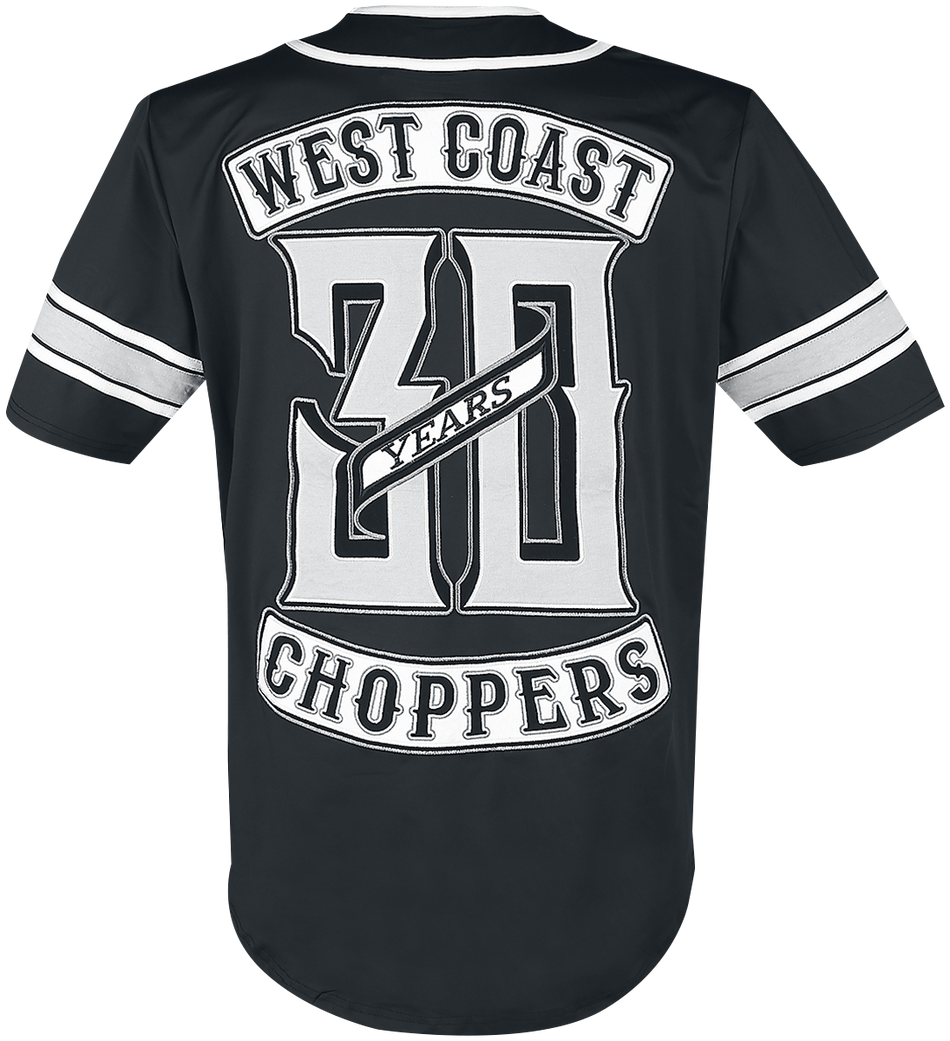 Chemise manches courtes Rockabilly de West Coast Choppers - 30ème anniversaire - Maillot de baseball en édition limitée - S à 4XL - pour Homme - noir/blanc - West Coast Choppers - View 2