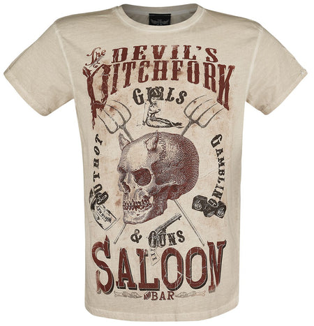 T-Shirt Manches courtes Rockabilly de Alchemy England - Devil's Saloon - M - pour Homme - beige - Alchemy England