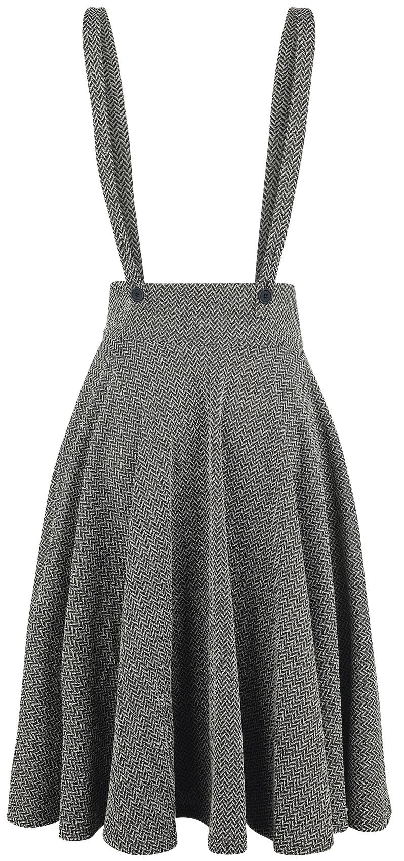 Jupe mi-longue Rockabilly de Voodoo Vixen - Jupe Évasée Salopette Toyin Herringbon - S à 4XL - pour Femme - gris - Voodoo Vixen - View 2
