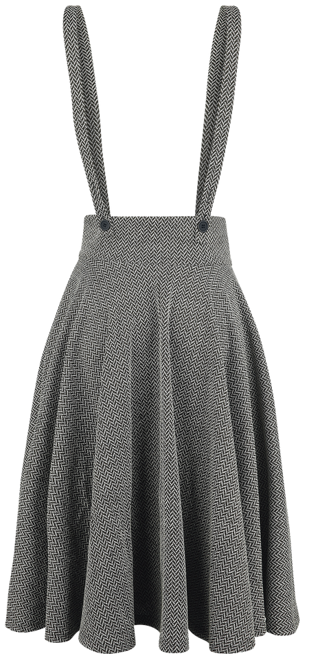 Jupe mi-longue Rockabilly de Voodoo Vixen - Jupe Évasée Salopette Toyin Herringbon - S à 4XL - pour Femme - gris - Voodoo Vixen - View 2