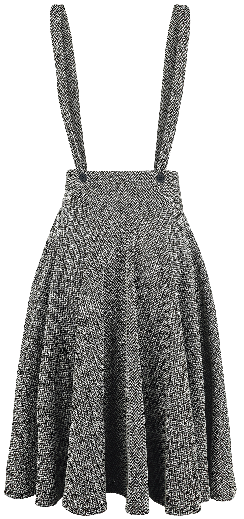 Jupe mi-longue Rockabilly de Voodoo Vixen - Jupe Évasée Salopette Toyin Herringbon - S à 4XL - pour Femme - gris - Voodoo Vixen - View 2