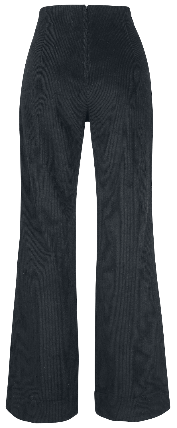 Pantalon en toile Rockabilly de Voodoo Vixen - Pantalon Taille Haute Blith Noir Corduroy - S à XXL - pour Femme - noir - Voodoo Vixen - View 2
