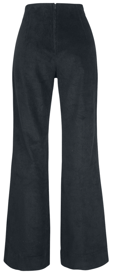 Pantalon en toile Rockabilly de Voodoo Vixen - Pantalon Taille Haute Blith Noir Corduroy - S à XXL - pour Femme - noir - Voodoo Vixen - View 2