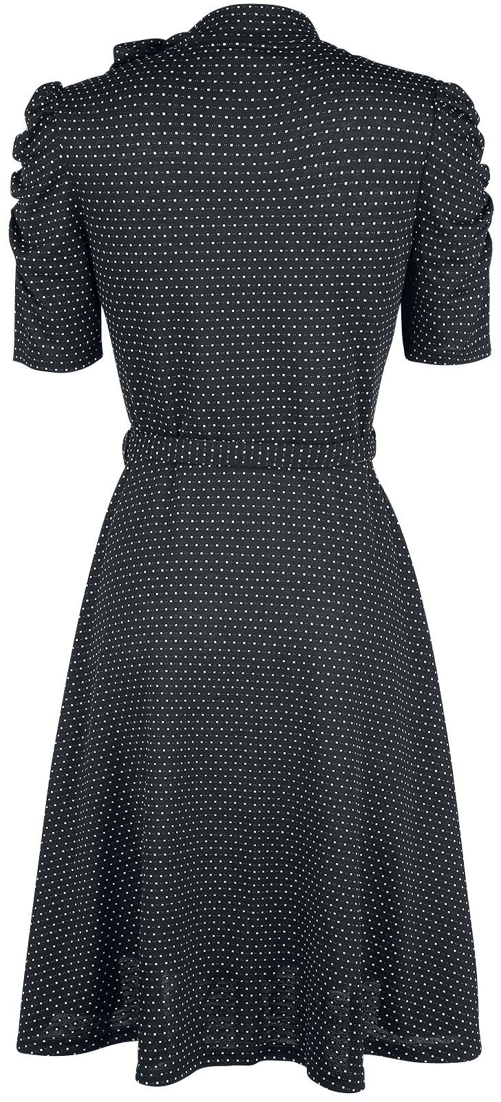 Robe mi-longue Rockabilly de Voodoo Vixen - Robe Nœud Au Col Noire Pois Posie - S à 4XL - pour Femme - noir - Voodoo Vixen - View 2