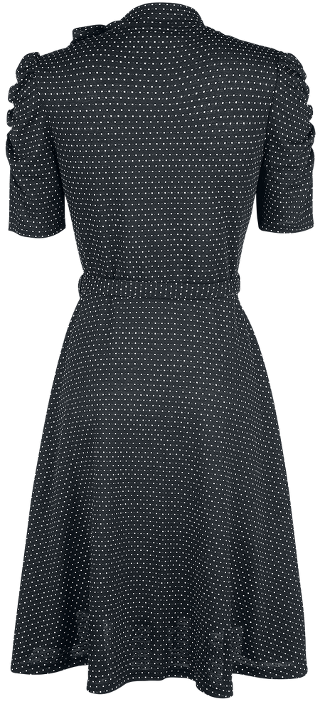 Robe mi-longue Rockabilly de Voodoo Vixen - Robe Nœud Au Col Noire Pois Posie - S à 4XL - pour Femme - noir - Voodoo Vixen - View 2
