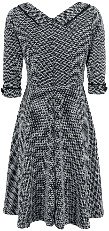 Robe mi-longue Rockabilly de Voodoo Vixen - Robe Évasée Macie Herringbone - S à 4XL - pour Femme - gris - Voodoo Vixen - View 2