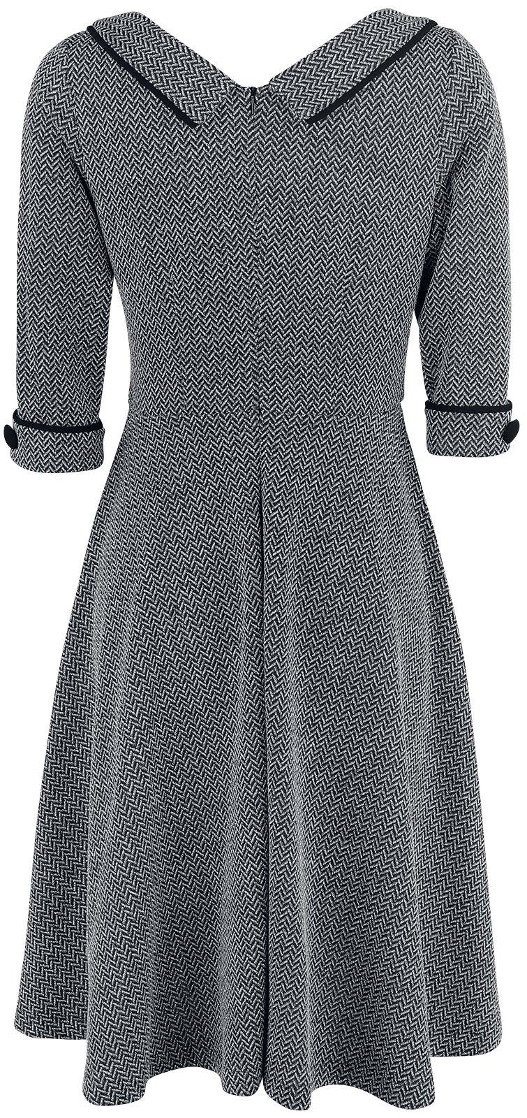 Robe mi-longue Rockabilly de Voodoo Vixen - Robe Évasée Macie Herringbone - S à 4XL - pour Femme - gris - Voodoo Vixen - View 2